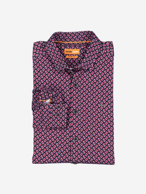 emilio adani Herren Langarm-Hemd slim fit Rot 37629