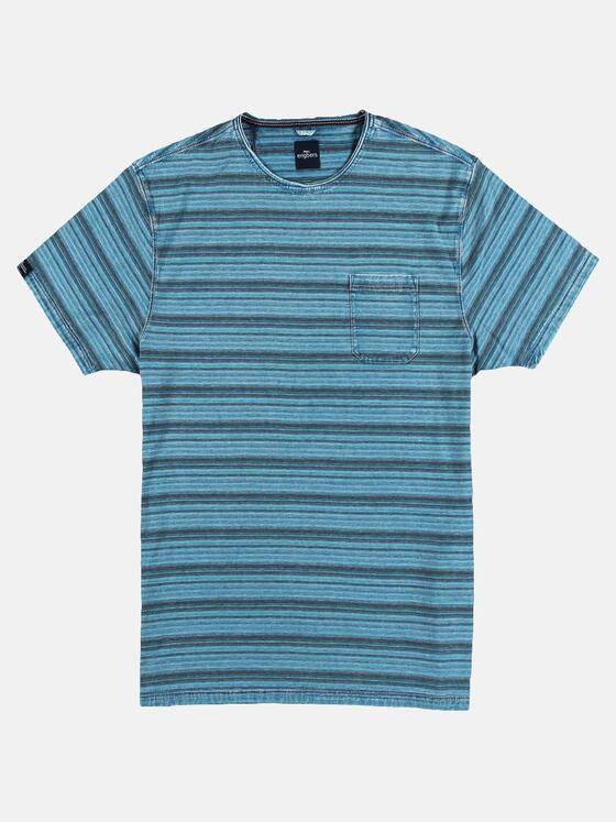 engbers Herren Im Stück gefärbtes Rundhals T-Shirt mit Brusttasche Brilliantblau 29792