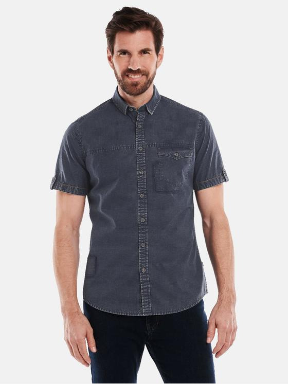 engbers Herren Kurzarm-Hemd gestreift Blau 34757