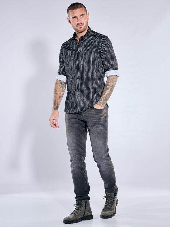 emilio adani Herren Hemd gemustert Schwarz 39926