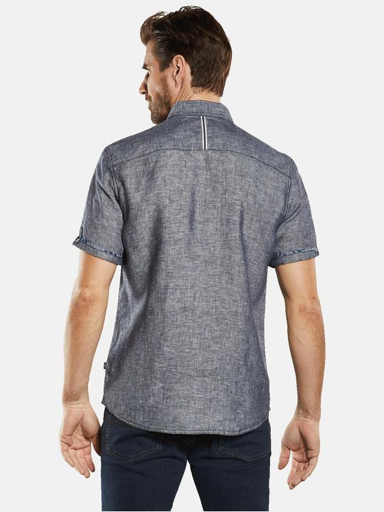 engbers Herren Kurzarm-Hemd aus Leinen Marineblau 34664