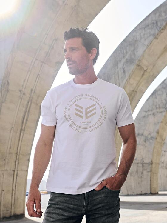 ENGBERS GERMANY Herren T-Shirt mit Print Weiß 34525