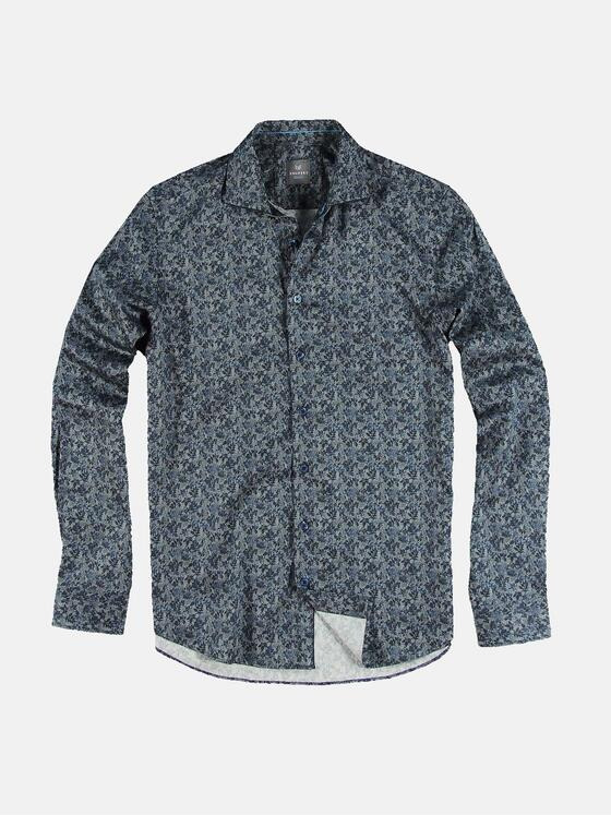 ENGBERS GERMANY Herren Langarm-Hemd gemustert Petrolblau 31886