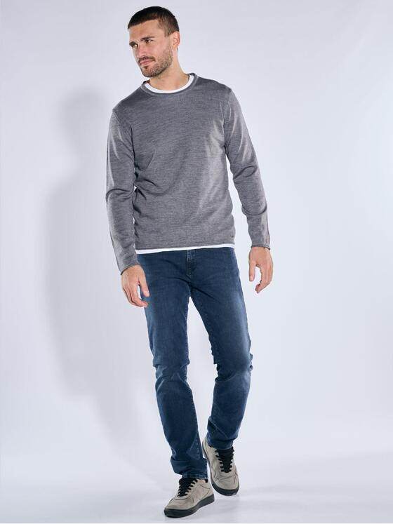 emilio adani Herren Pullover aus Merinowolle Silbergrau 39631