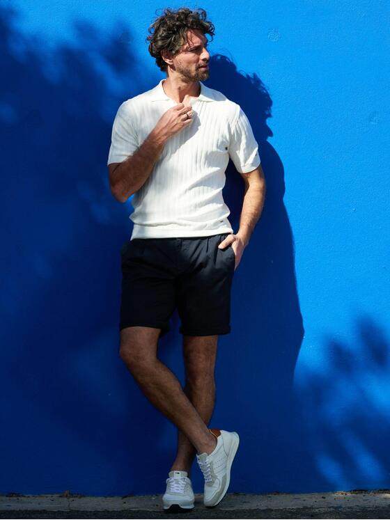 emilio adani Herren Modisches Strickpolo Reinweiss 40138