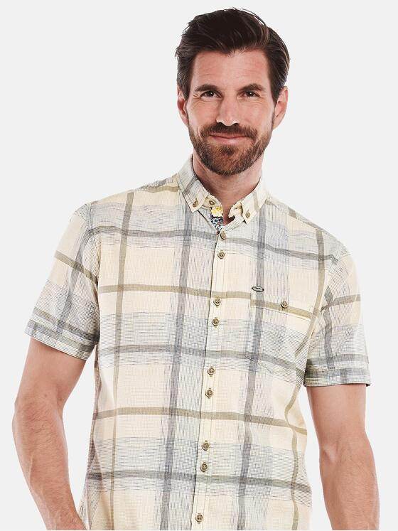 engbers Herren Kurzarm-Hemd kariert Braunbeige 35137