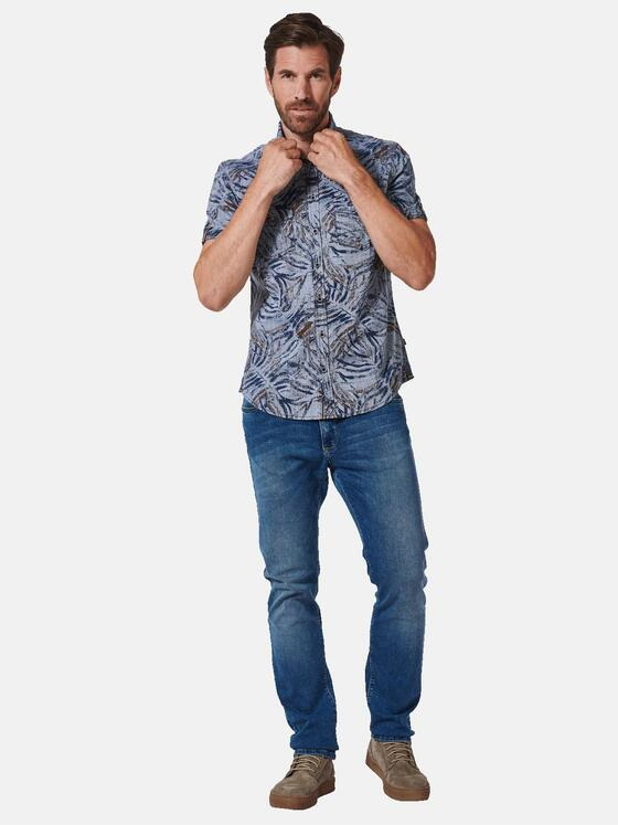 engbers Herren Kurzarm-Hemd gemustert Blau 35334