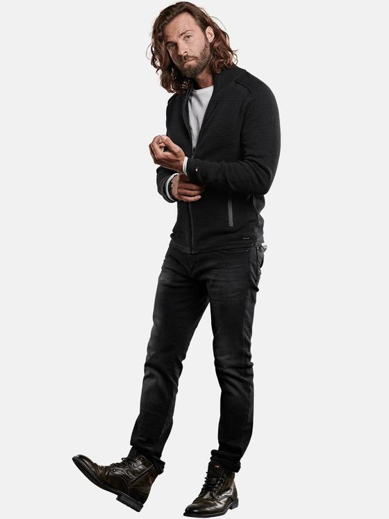 emilio adani Herren softe Strickjacke mit unterschiedlichen Strukturen Schwarz 28938