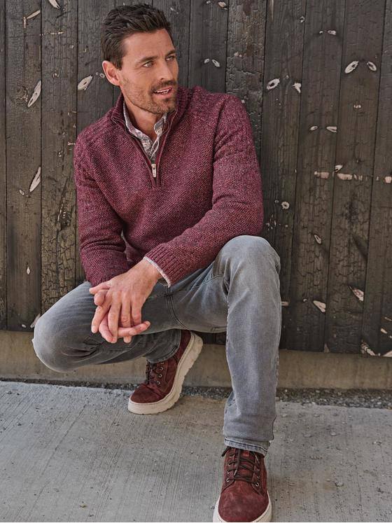 engbers Herren Pullover Polokragen Karminrot 33850