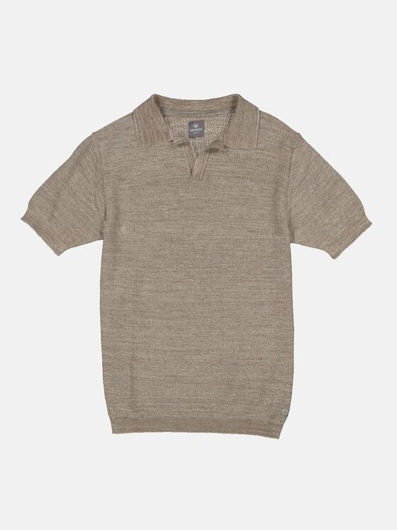 ENGBERS GERMANY Herren Polo-Shirt mit edler Strick-Struktur Braunbeige 36944