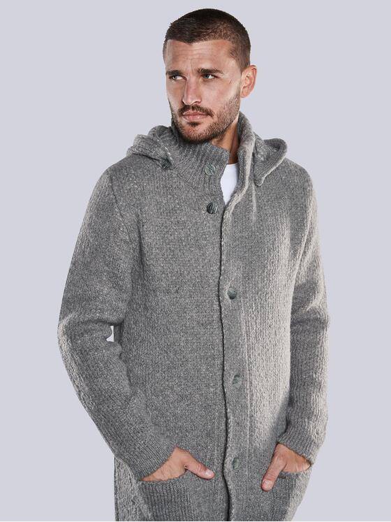 emilio adani Herren Strickjacke mit abnehmbarer Kapuze Beige 33825