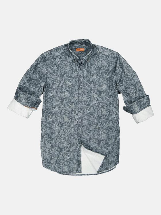 emilio adani Herren Langarm-Hemd aus Cord Grau 33695