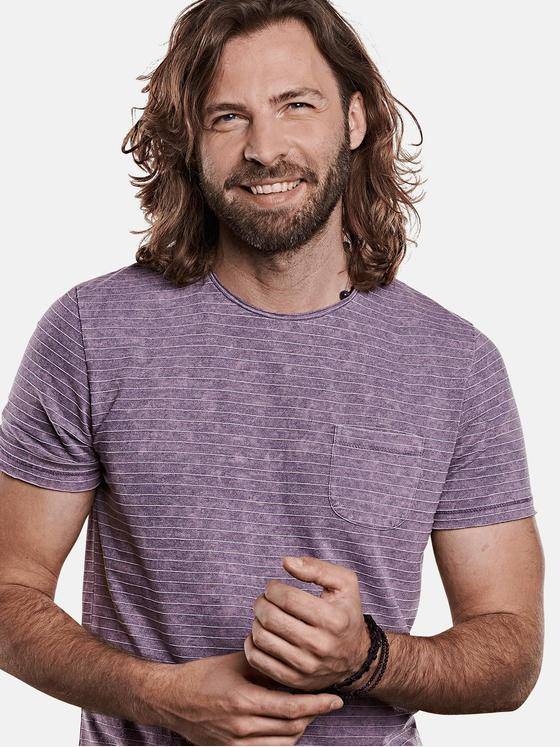 emilio adani Herren Rundhals T-Shirt Violett 27790