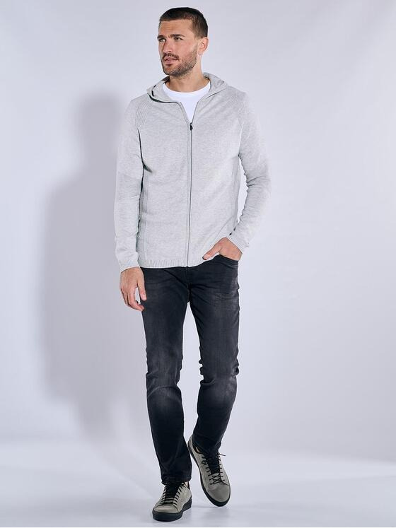 emilio adani Herren Cardigan mit Kapuze Grau 37397