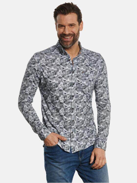 engbers Herren Langarm-Hemd mit floralem Print Oliv 32388