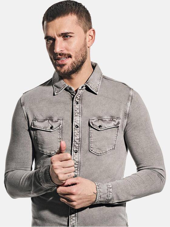 emilio adani Herren Innovatives Langarm-Poloshirt Braun 30202