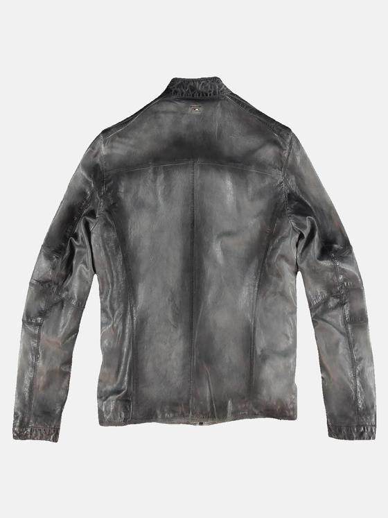 emilio adani Herren Rustikale Lederjacke im Bikerstyle Grau 31045