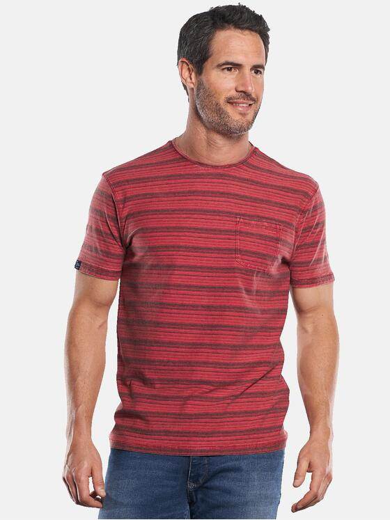 engbers Herren Im Stück gefärbtes Rundhals T-Shirt mit Brusttasche Rot 29791