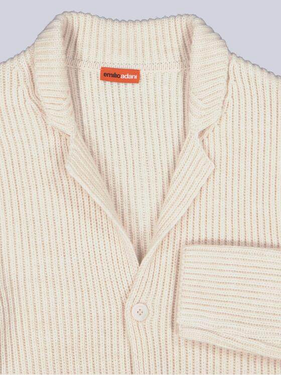 emilio adani Herren Stricksakko mit Rippstruktur Naturweiss 39626