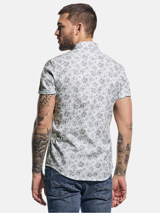 emilio adani Herren Kurzarm-Hemd mit All-Over-Print Grau 31319