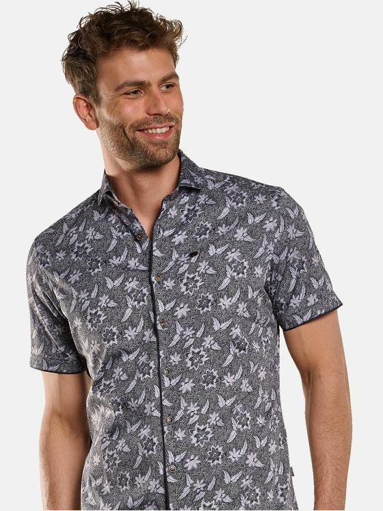 engbers Herren Kurzarm-Hemd floral gemustert Granitgrau 33061