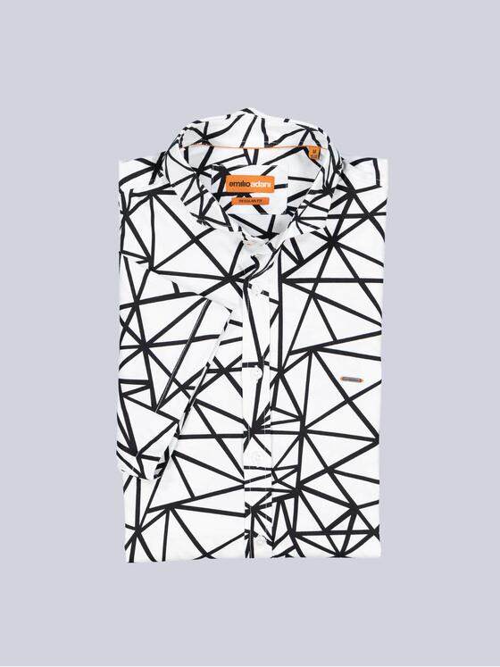 emilio adani Herren Kurzarm-Hemd gemustert Schwarz 39245