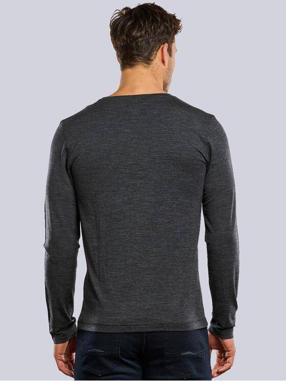 ENGBERS GERMANY Herren Langarmshirt aus Merinowolle Grau 34040