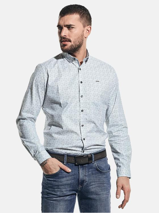 emilio adani Herren Langarmhemd mit grafischem Muster Grau 31327