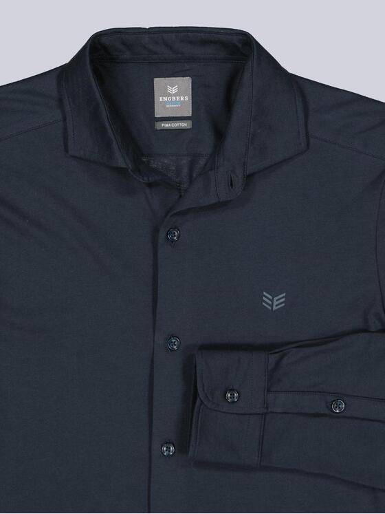 ENGBERS GERMANY Herren Langarm-Hemd aus Pima Baumwolle Saphirblau 39574