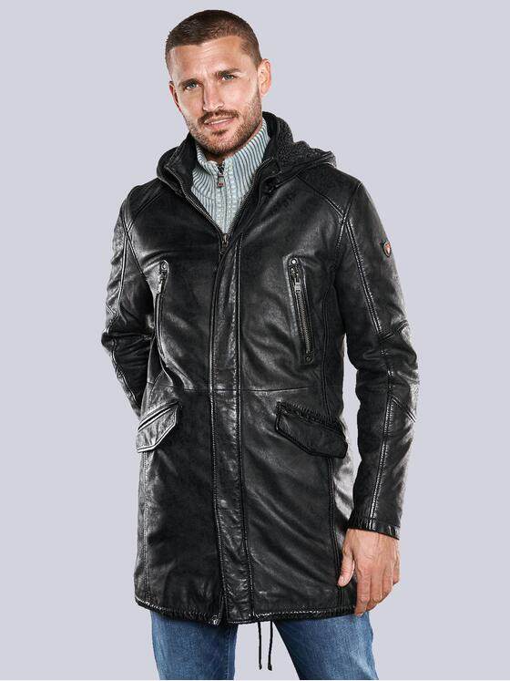 emilio adani Herren Lederjacke Schwarz 33531