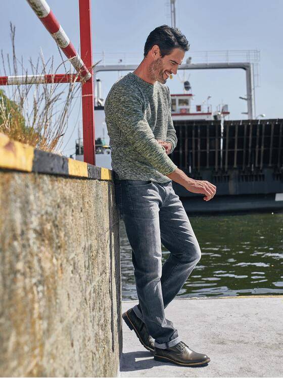 engbers Herren Mehrfarbiger Rundhalspullover Limonengelb 30431