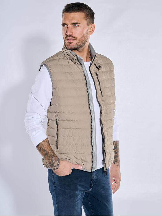 emilio adani Herren Steppweste slim fit Beige 38277