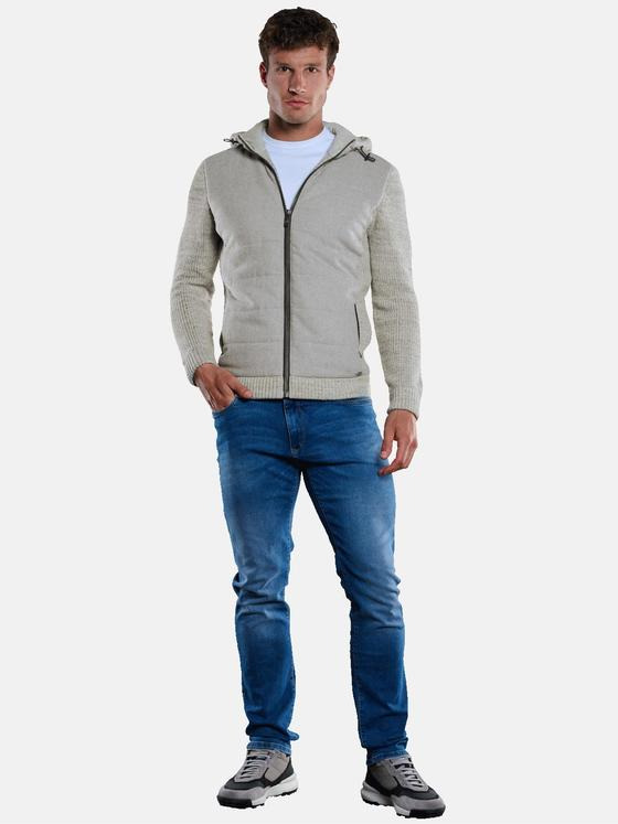 engbers Herren Strickjacke mit Kapuze Silbergrau 33854