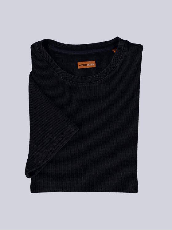 emilio adani Herren T-Shirt uni Schwarz 36804