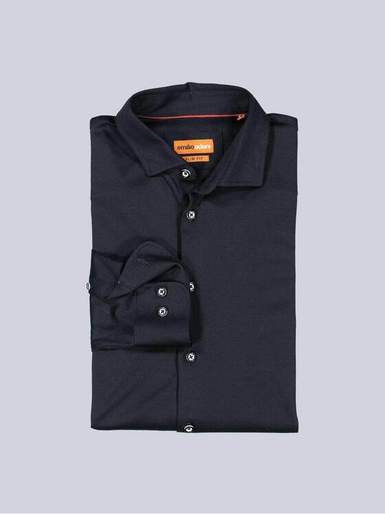 emilio adani Herren Jersey-Hemd Langarm Schwarz 35162