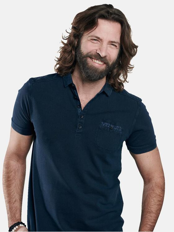 emilio adani Herren Poloshirt mit individuellen Designdetails Blau 30025