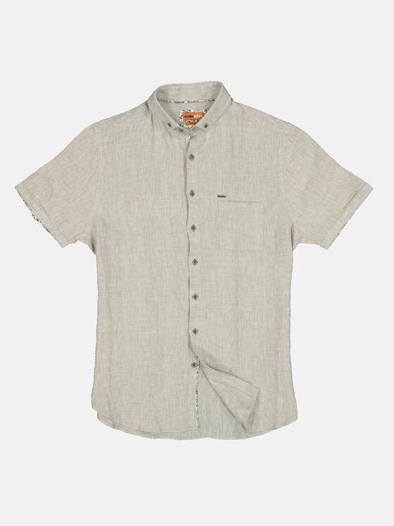 emilio adani Herren Kurzarm-Hemd aus Leinen Khaki 33228