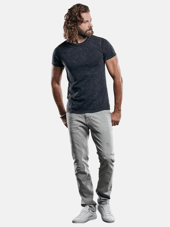 emilio adani Herren Basic T-Shirt mit spannendem Farbeffekt Grau 29187