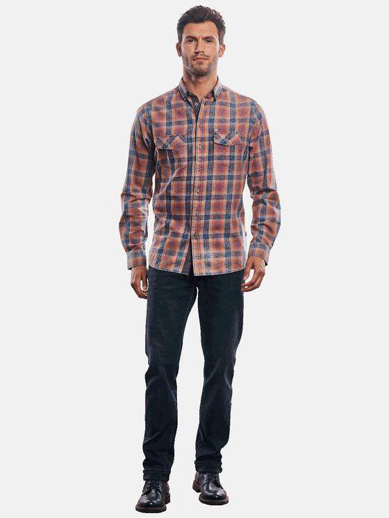 engbers Herren Speziell gewaschenes Karohemd Dunkelorange 31270