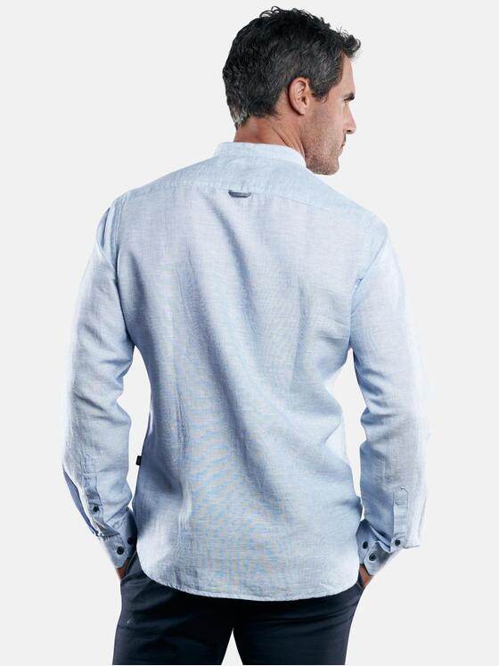 engbers Herren Stehkragenhemd aus Halbleinen Royalblau 29377