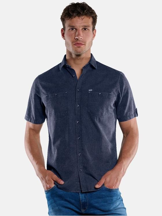 engbers Herren Kurzarm-Hemd uni Blau 33439