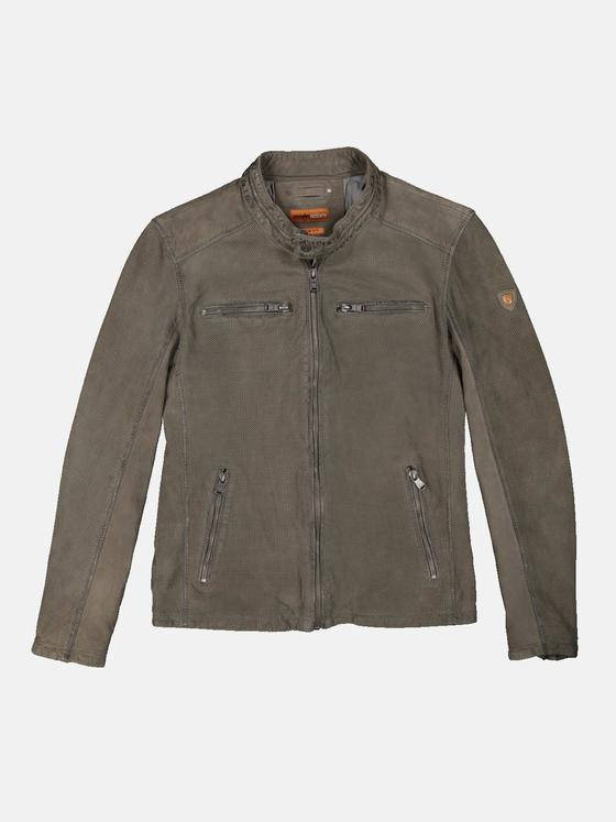 emilio adani Herren Lederjacke slim fit Grau 34453