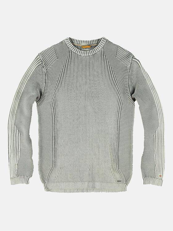emilio adani Herren Rundhals-Pullover mit Strukturwechsel Grau 31978