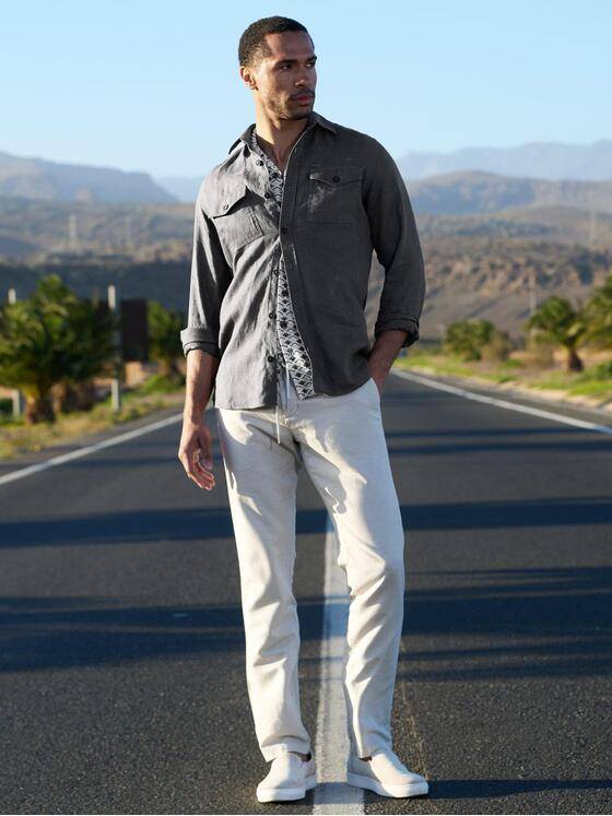 emilio adani Herren Overshirt aus Leinen Anthrazit 40678