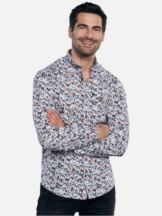 engbers Herren Langarm-Hemd mit All-Over-Print Feuerrot 31770