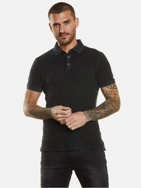 emilio adani Herren Polo-Shirt strukturiert Schwarz 34313