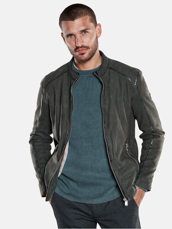 emilio adani Herren Lederjacke Grau 33305