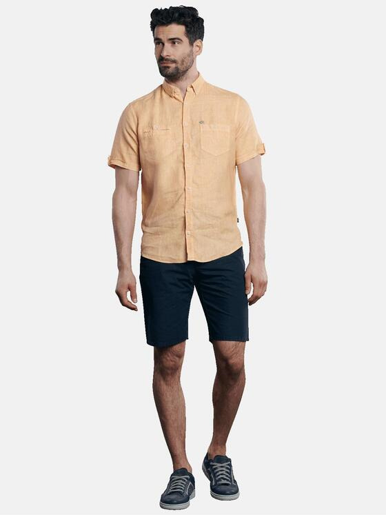 engbers Herren Kurzarm-Hemd aus Leinen Sonnenorange 31741