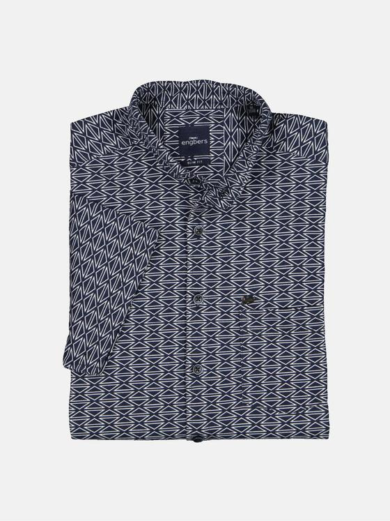 engbers Herren Kurzarm-Hemd slim fit Blau 35028