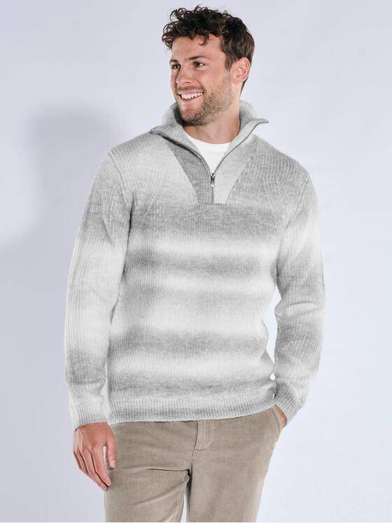 emilio adani Herren Pullover Polokragen Silbergrau 39740